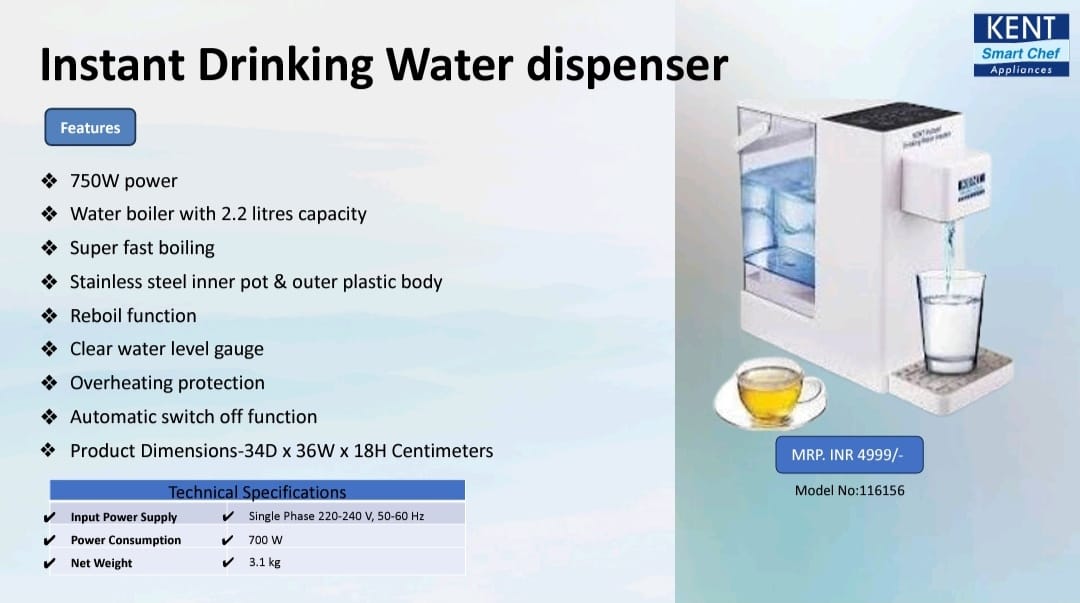 kent instant drinking water dispenser
